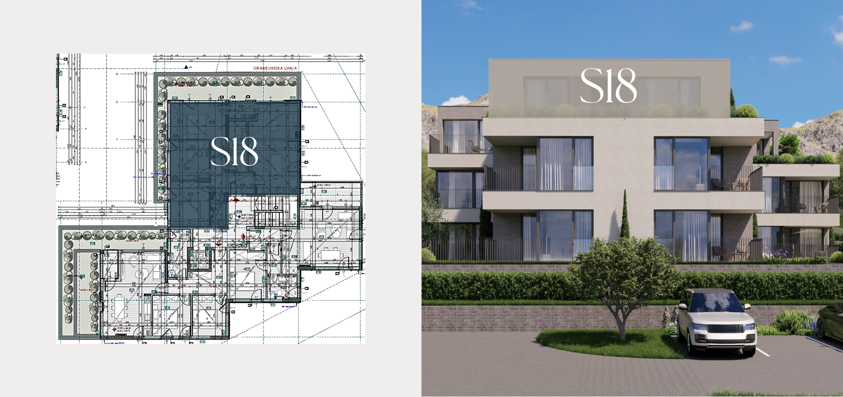 Floor plan — S18, second floor, three-bedroom apartment