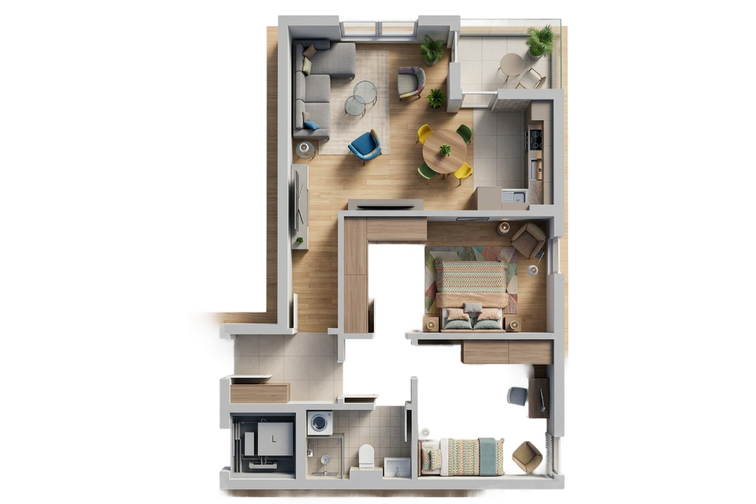 S2 ground floor, two-bedroom apartment