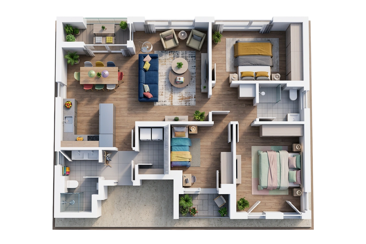 S5 second floor, three-bedroom apartment