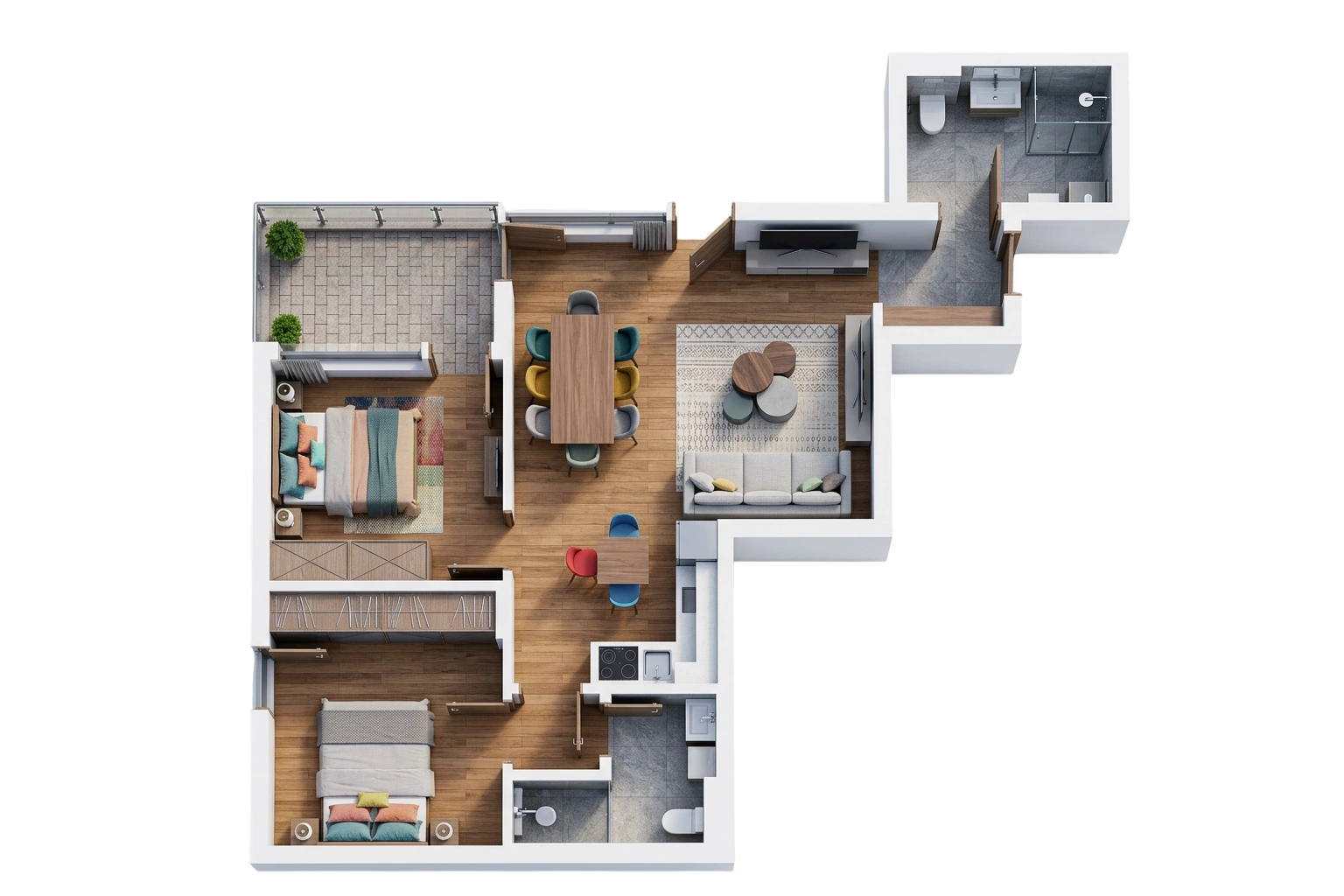 S13, first floor, two-bedroom apartment