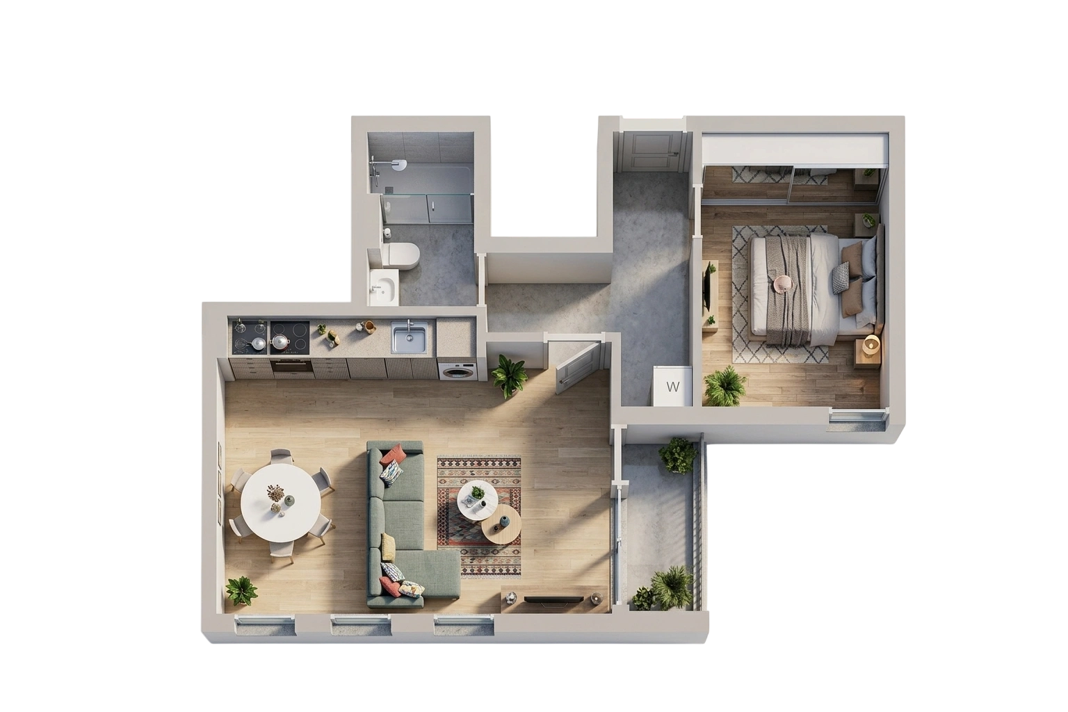 S14, first floor, one-bedroom apartment